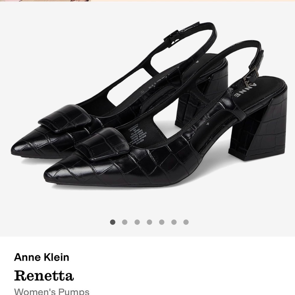 Anne Klein Renetta Black Croc-Embossed Heels